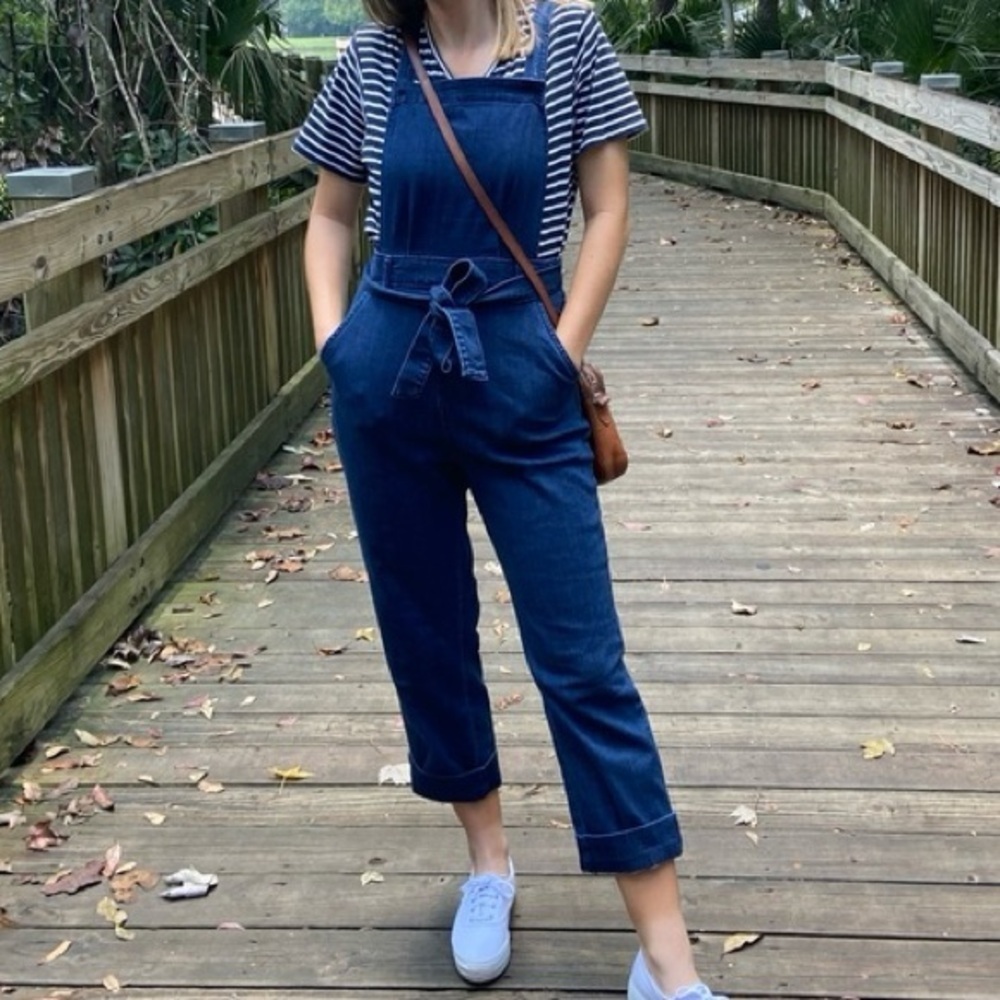 EUC Denim Overalls Sz 2 w/ Tie Waist
